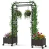Cutie de flori cu grila de clasare &amp; Agățat acoperiș ridicat Sfeclă pe Rolls Lockable Brown 154 x 40 x 162 cm