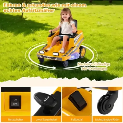 Maşini de tuns iarba 12V cu pârghii de control dublu şi lumini LED & funcţie de cotitură şi răsucire Orange