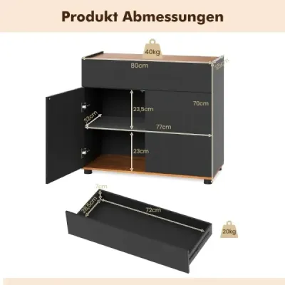 Sideboard bufet dulap cu camera de depozitare din lemn canapea masă stație de cafea cu 1 sertar și 2 uși negre