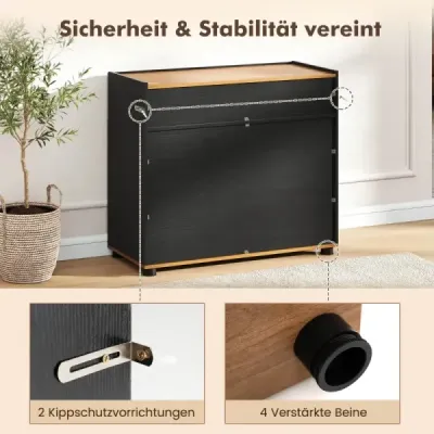 Sideboard bufet dulap cu camera de depozitare din lemn canapea masă stație de cafea cu 1 sertar și 2 uși negre