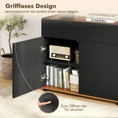Sideboard bufet dulap cu camera de depozitare din lemn canapea masă stație de cafea cu 1 sertar și 2 uși negre