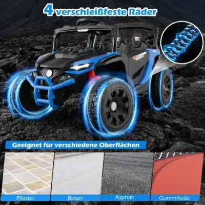 Tractor pentru copii 12V cu Remorcă detașabilă și telecomanda pentru părinți Electric UTV Blue