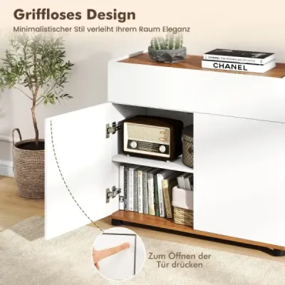 Sideboard Bufet Bowl cu stație de cafea din lemn masă cu 1 sertar și 2 uși albe