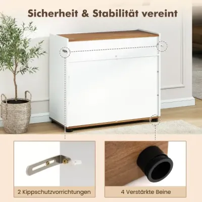 Sideboard Bufet Bowl cu stație de cafea din lemn masă cu 1 sertar și 2 uși albe