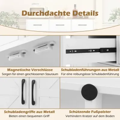Sideboard cu 3 sertare & 3 usi & worktop & rafturi reglabile Cabinet de bucatarie Alb