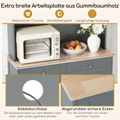Dulap de bucătărie pentru 45 L Găleată de gunoi cu 2 sertare și rafturi reglabile tip bufet gri