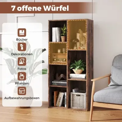 7-cube raft liber raft cub vertical sau orizontal cu 7 compartimente raft de depozitare Rustikal Braun