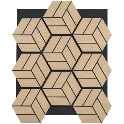 4 panouri acustice pentru pereți cu 9 panouri din lemn hexagonal