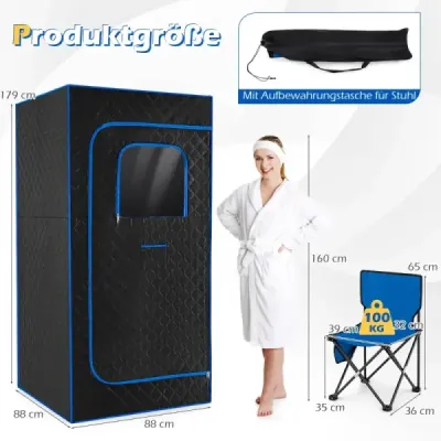 Cutie portabilă cu saună cu scaun pliant & mat Spa personal