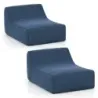 Scaun lounge gonflabil Ergonomic gonflabilă canapea leneşă cu capac detașabil albastru