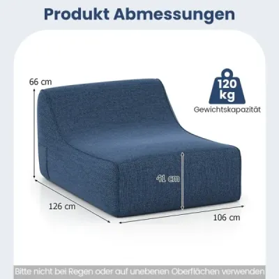 Scaun lounge gonflabil Ergonomic gonflabilă canapea leneşă cu capac detașabil albastru