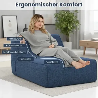 Scaun lounge gonflabil Ergonomic gonflabilă canapea leneşă cu capac detașabil albastru