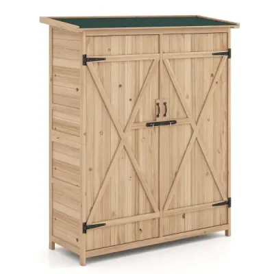 Adăpost exterior pentru depozitare Case de mobilier din lemn solid cu acoperiş rezistent la apă din asfalt