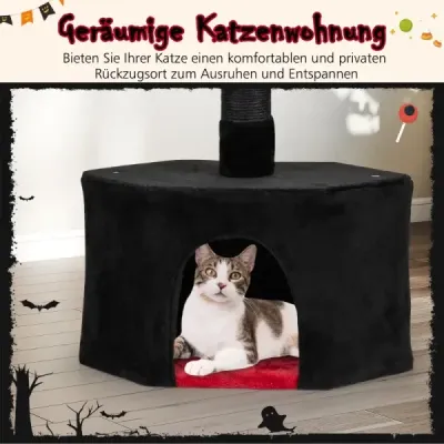 Podeaua la tavan Cat Tree 245-300 cm reglabil 5 etaj zgarieturi copac cu pisica pestera negru