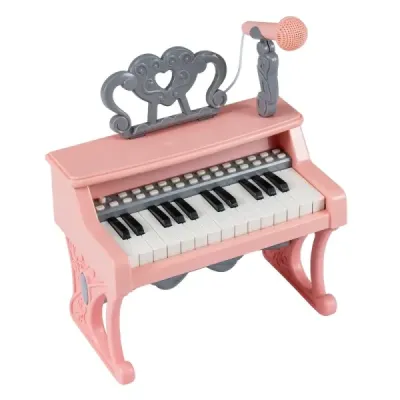 Mini tastatură cu 25 Keys & Music Stands & Microphone pentru copii pian roz