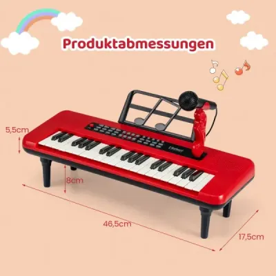 37 Electronic Keys Piano cu Microfon & Standuri muzicale & Picioare detașabile Digital pian Roșu