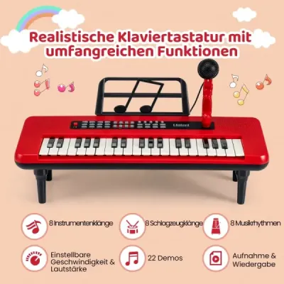 37 Electronic Keys Piano cu Microfon & Standuri muzicale & Picioare detașabile Digital pian Roșu