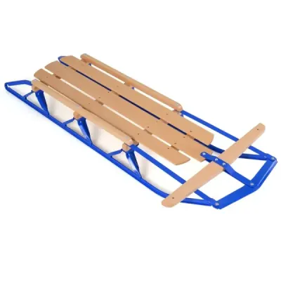 Metal Loop Sleds Steel și lemn Steerable zăpadă alunecare cu direcție Rod albastru