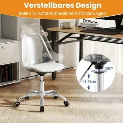 Scaun de birou transparent cu role Scaun de birou rotativ Scaun de calculator reglabil înalt