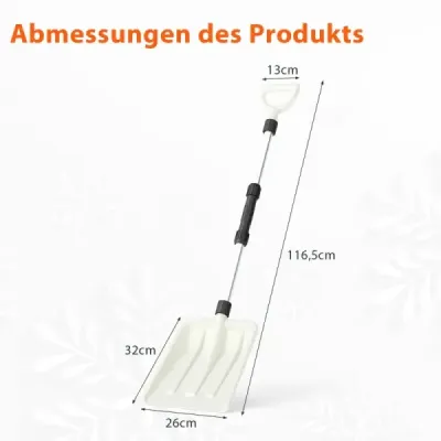 Găleată de zăpadă 26 cm larg deschis slider de zăpadă cu mâner ergonomic & robust din aluminiu Mâner alb