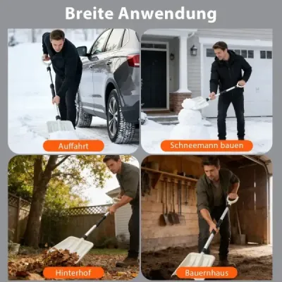 Găleată de zăpadă 26 cm larg deschis slider de zăpadă cu mâner ergonomic & robust din aluminiu Mâner alb