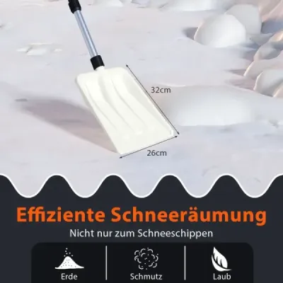 Găleată de zăpadă 26 cm larg deschis slider de zăpadă cu mâner ergonomic & robust din aluminiu Mâner alb