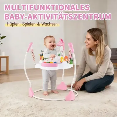 Baby-Wippe & -Sprinter cu 6 Jucării Interactive & Lights & Music Rosa