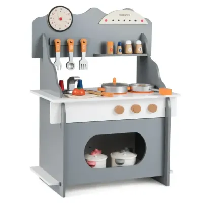 Copii juca bucatarie cu accesorii complete Dollskin cu ceas & Herd & Spice Rack gri