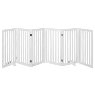 Grilă de blocare Câini 89cm Înalt 4 panouri Grilă de protecţie lemn pliabil alb (6 panouri)