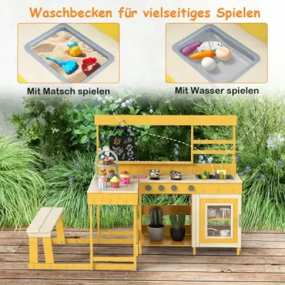 Matschkitchen cu masa de picnic pentru copii Playkitchen cu incorporat-in natura banca