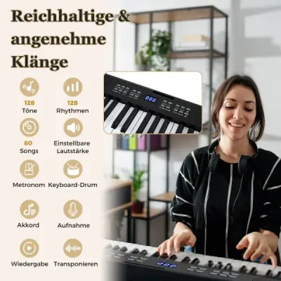 61 butoane pliabil pian tastatură complet electronic tastatură cu MIDI & Split Funcția negru