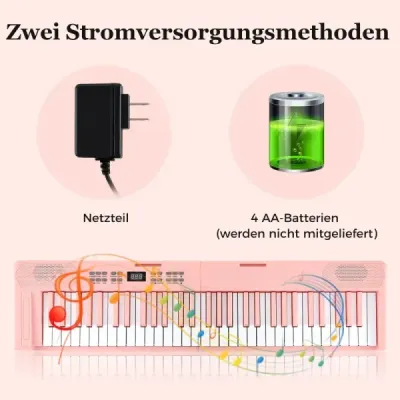 61 butoane Tastatură pian pliabil complet electronic tastatură cu funcția MIDI & Split Pink