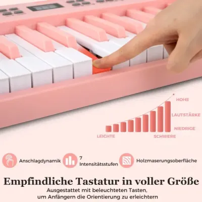 61 butoane Tastatură pian pliabil complet electronic tastatură cu funcția MIDI & Split Pink