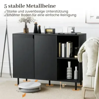 Tablou din lemn cu 4 compartimente si 2 usi si rafturi reglabile Bufet dulap bucatarie negru