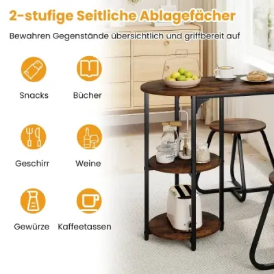 3 bucăţi. Set masa industriala dining cu masa de bucatarie din lemn si 2 scaune Set de bistro salvator Rustikal Brown