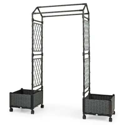 Cutie de flori cu grila de clasare & Agățat acoperiș ridicat Sfeclă pe Rollers Lockable Grey 154 x 40 x 162 cm
