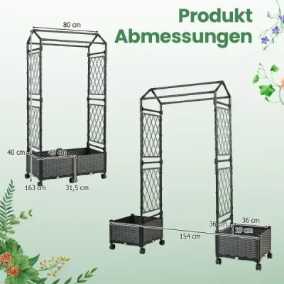 Cutie de flori cu grila de clasare & Agățat acoperiș ridicat Sfeclă pe Rollers Lockable Grey 154 x 40 x 162 cm