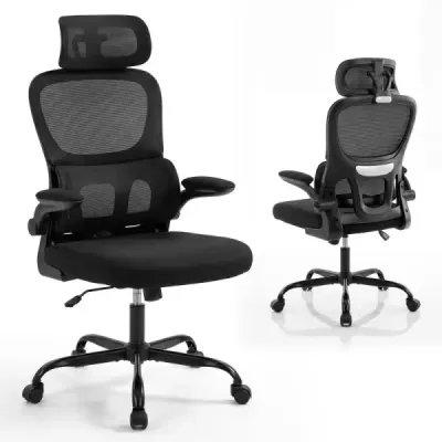 Scaun birou ergonomic cu scaun de birou lombar Tetieră reglabilă Negru