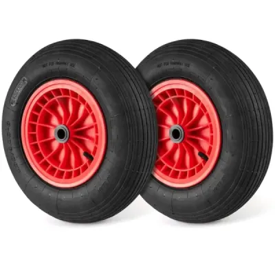 2 buc 4.80/4.00-8 Roți și roți 40 cm Roți din cauciuc cu rulmenți de 2 cm Negru