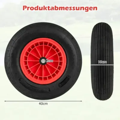 2 buc 4.80/4.00-8 Roți și roți 40 cm Roți din cauciuc cu rulmenți de 2 cm Negru
