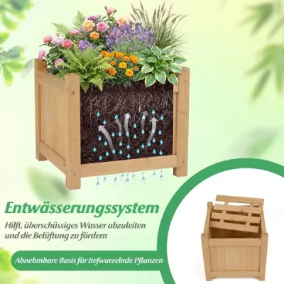 Banc din lemn masiv cu 2 cutii de plante laterale cutie de flori cu bancheta din gradina