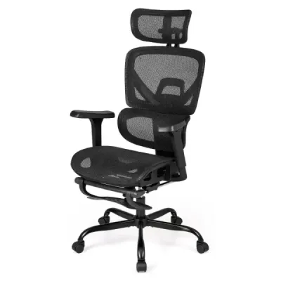 Scaun de birou Mesh cu scaun de birou rotativ & rollable cu suport lombar Negru