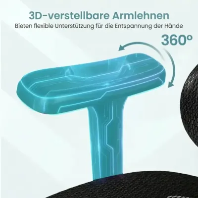 Scaun de birou Mesh cu scaun de birou rotativ & rollable cu suport lombar Negru