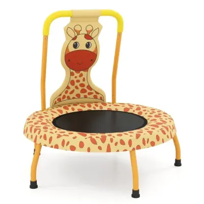 φ71cm Copii trambulină cu mâner și capac margine Mini trambulină cu motiv girafă