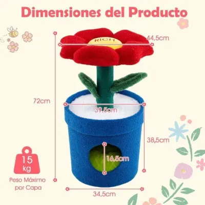 Arbore de pisică dulce cu Cave Cat Kitten Tower cu punct de flori căptușit roșu
