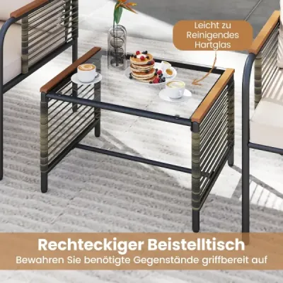 Set de mobilier de grădină Rattan inclusiv. 2 scaune cu pernă & scaun & set de grădină de masă