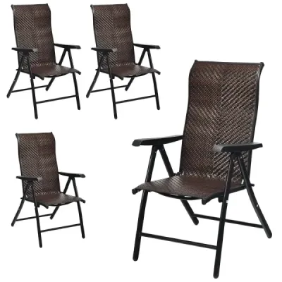 4 set scaune de grădină Polyrattan cu 5 scaune reglabile pliabile backrest scaune Balcon