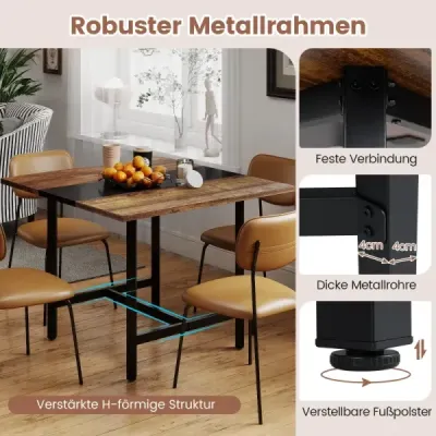 Masa de conferinte patrata cu cadru metalic Masa de reuniune Rustikal Brown
