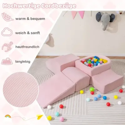 5 seturi de blocuri de constructii spuma cu coperti din tesatura cu bila & Cord Blocuri de căţărare Blocuri de joc Roz