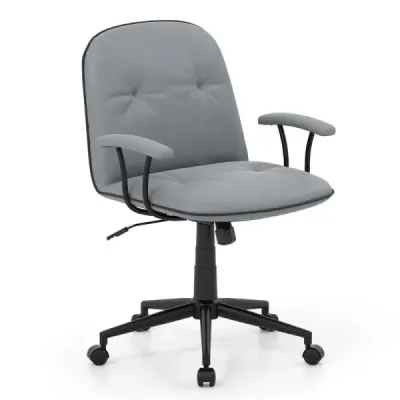Scaun birou ergonomic din piele sintetic scaun birou cu brațe căptușite și gri scaun larg